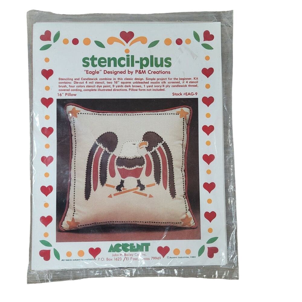 Southwest Style Eagle Stencil Vintage Craft Kit DIY Throw Pillow Cover NO PAINT